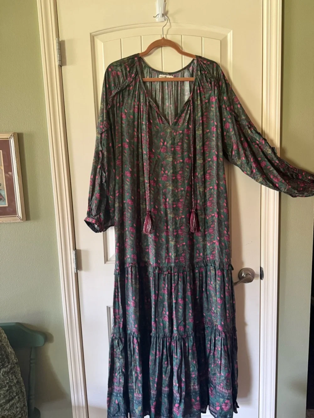 NATURAL LIFE Green Maxi Dress with Pink Floral Print - Picture 8 of 10
